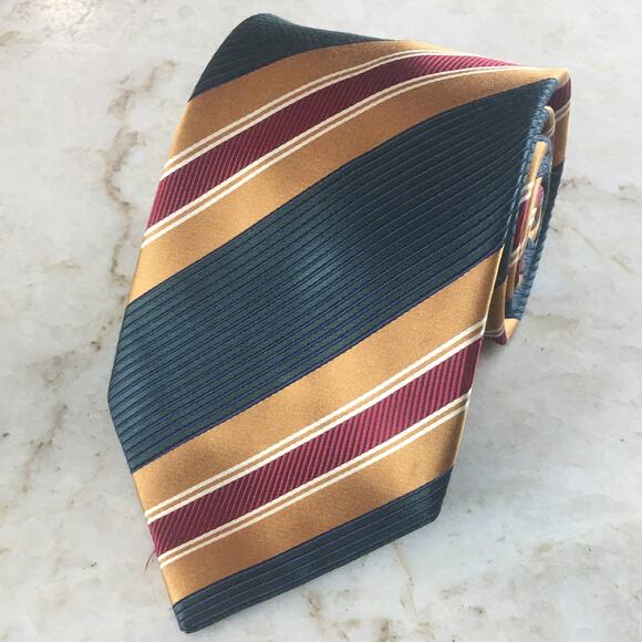 HENRY JACOBSON SILK BLEND REGIMENT STRIPE NECKTIE - Picture 11 of 15